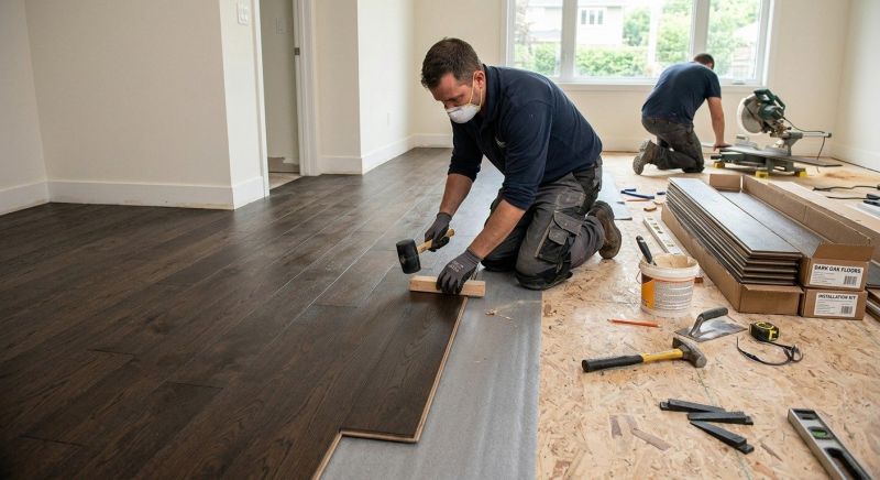 Dark Wood Floor Installation in Woodinville, WA