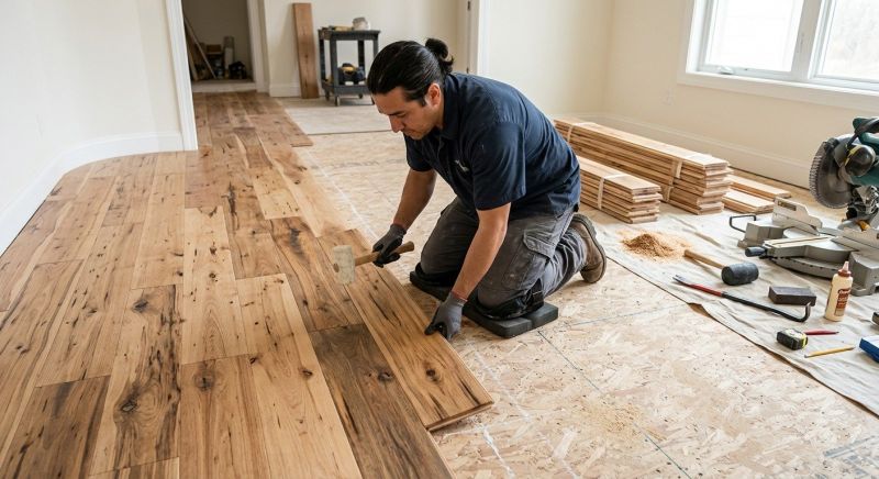Hickory Floor Installation in Woodinville, WA